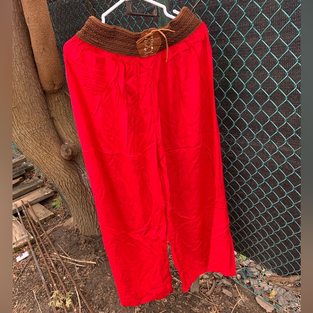 Red palazzo pants